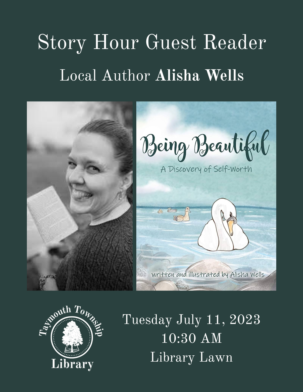 Local Author Alisha Wells will be our guest reader for story hour on 7/11/23